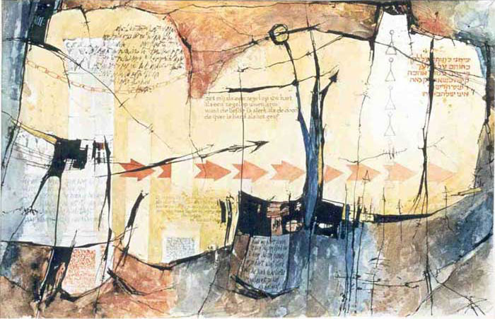 Enkele dagen, 1 van serie van 3, gemengde techniek, 46x70 cm. 1998